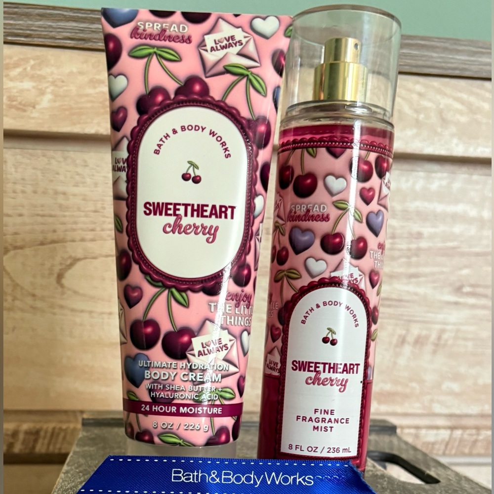 Sweetheart Cherry Mist Spray & Body Cream Set Vanilla Bath & Body Works 16 oz